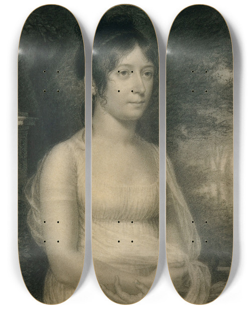 Triptych art skateboard deck of John Vanderlyn Elizabeth Maria Church by John Vanderlyn (1775-1852)