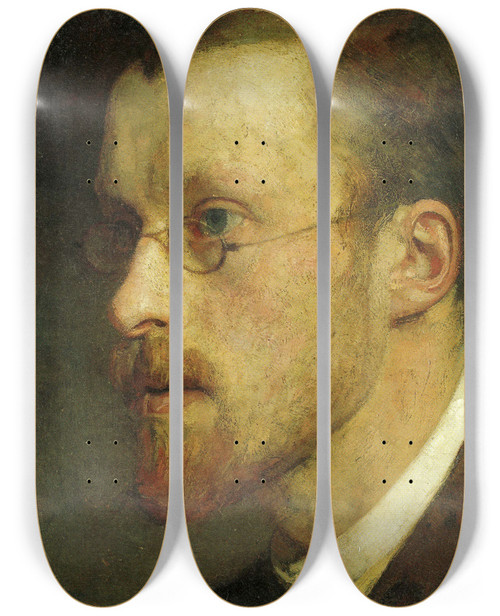 Triptych art skateboard deck of Jan Veth Selfportrait Of Jan Pieter Veth by Jan Veth (1864-1925)