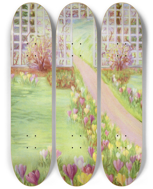 Triptych art skateboard deck of Lafayette F Cargill Crocus by Lafayette F Cargill (20-)