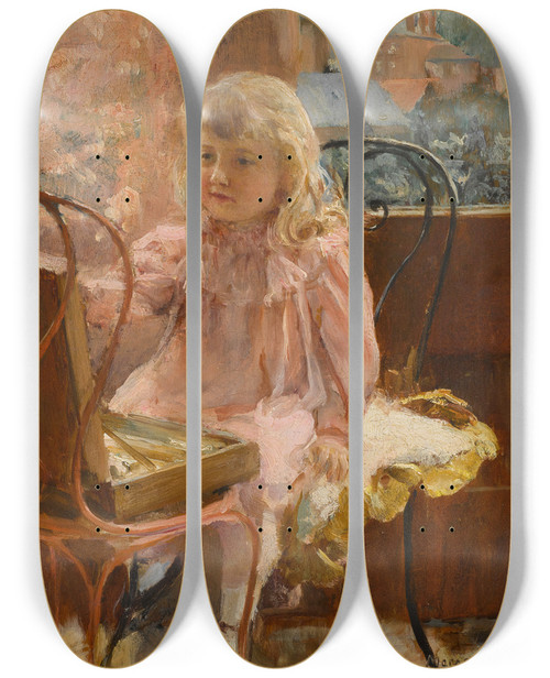 Triptych art skateboard deck of Solomon Joseph Solomon A Portrait Of Jo Marjorie Leoni by Solomon Joseph Solomon (1860-1927)