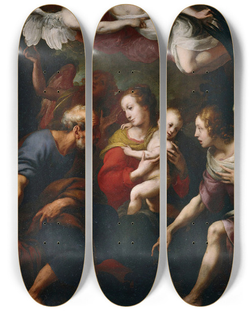 Triptych art skateboard deck of Daniele Crespi The Angels Message To Joseph by Daniele Crespi (1597-1630)