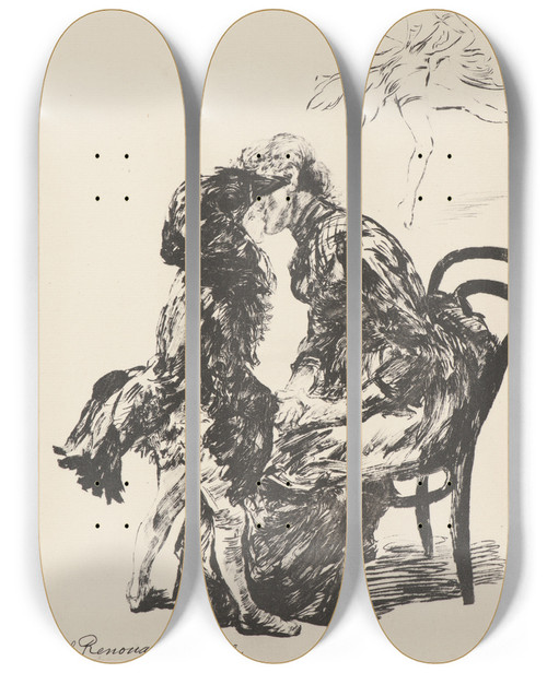 Triptych art skateboard deck of Charles Paul Renouard Avant Le Ballet by Charles Paul Renouard (1845-1924)