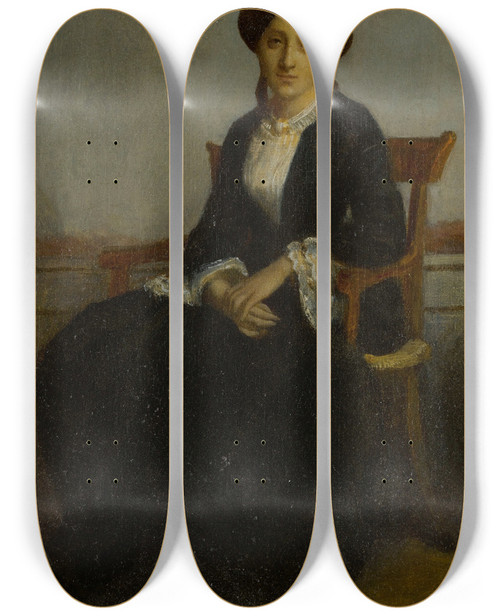 Triptych art skateboard deck of William Bouguereau Portrait Of Cline Genevive by William Bouguereau (1825-1905)