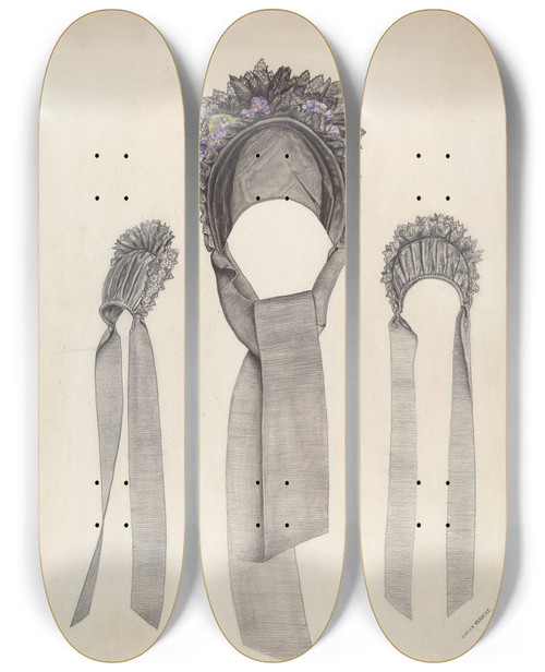 Triptych art skateboard deck of Lucien Verbeke Hat by Lucien Verbeke