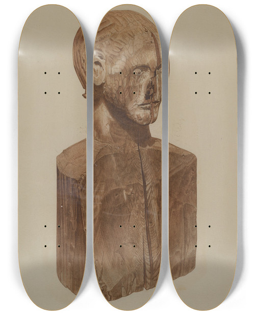 Triptych art skateboard deck of John Sullivan Primitive Bust by John Sullivan