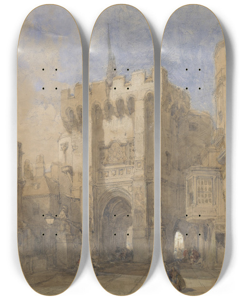 Triptych art skateboard deck of David Roberts Bargate Southampton by David Roberts (1796-1864)
