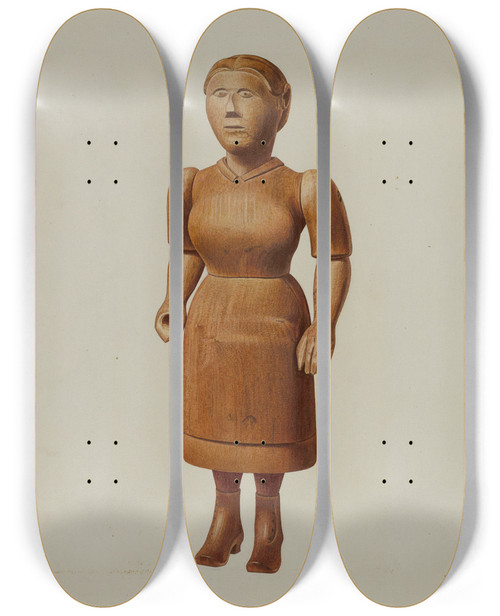 Triptych art skateboard deck of John Sullivan Doll_2 by John Sullivan