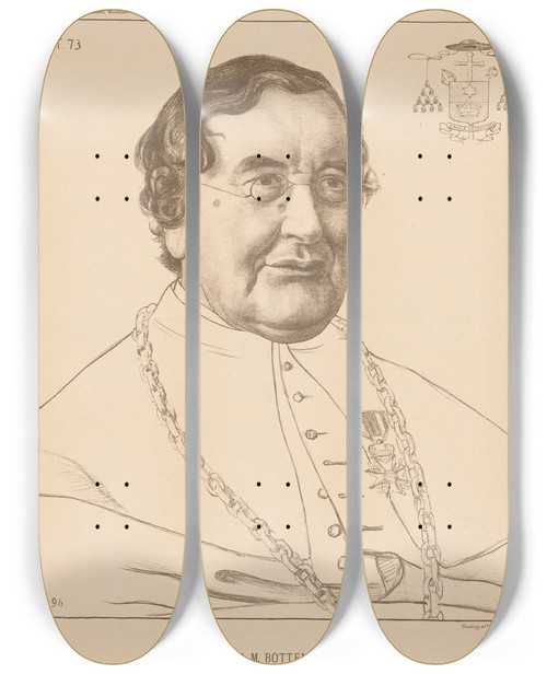 Triptych art skateboard deck of Ferdinand Hart Nibbrig Portret Van Caspar Josefus Martinus Bottemanne by Ferdinand Hart Nibbrig (1866-1915)