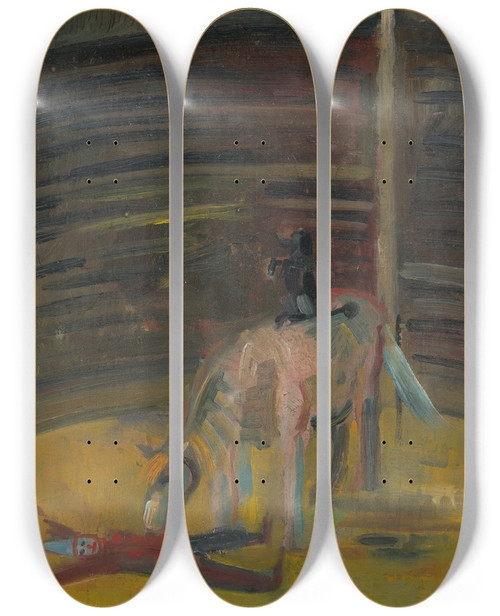 Triptych art skateboard deck of Arnold Peter Weiszkubnan Motif From Circus by Arnold Peter Weisz-Kubnan (1898-1944)
