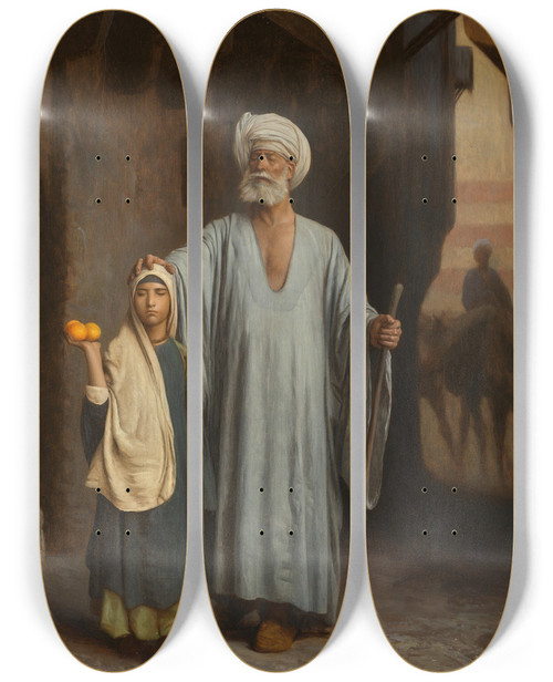 Triptych art skateboard deck of Jeanlon Grme The Helping Hand by Jean-Lon Grme (1824-1904)