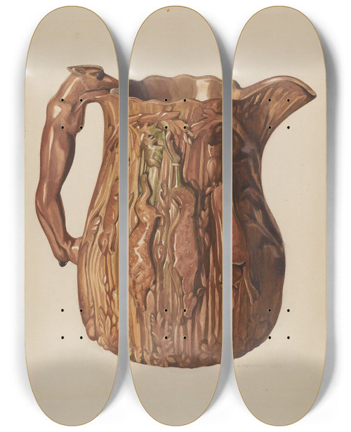 Triptych art skateboard deck of J Howard Iams Pitcher_2 by J Howard Iams (20-)