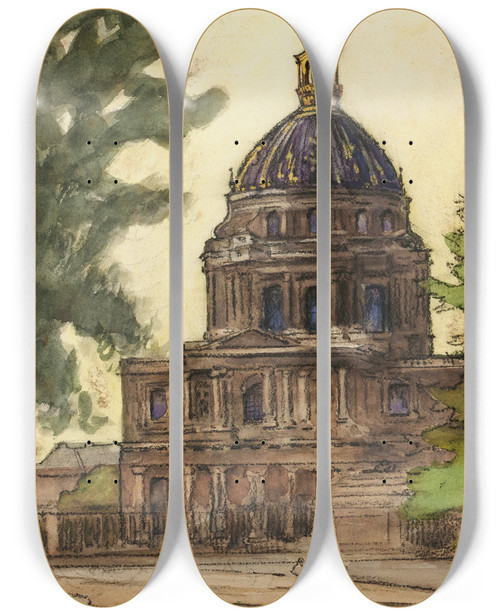 Triptych art skateboard deck of Sir William Eden Study_5 by Sir William Eden (1849-1915)