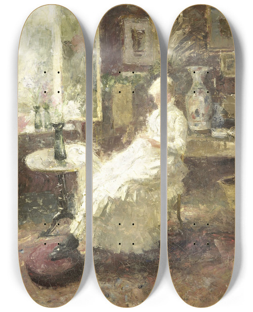 Triptych art skateboard deck of Jan Toorop Annie Hall Te Lissadell Surrey by Jan Toorop (1858-1928)