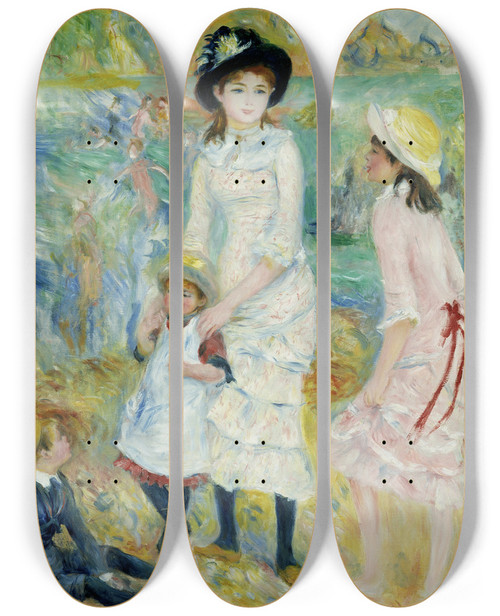 Triptych art skateboard deck of Pierreauguste Renoir Children On The Seashore Guernsey by Pierre-Auguste Renoir (1841-1919)