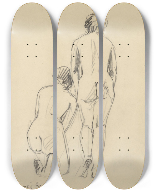 Triptych art skateboard deck of Francis Picabia Nus De Dos by Francis Picabia (1879-1953)