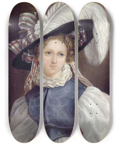 Triptych art skateboard deck of Thophile Gautier Portrait De Femme_2 by Theophile Gautier (1811-1872)