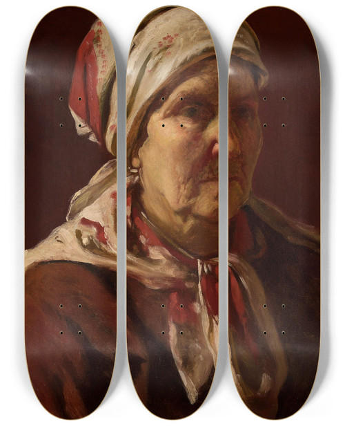 Triptych art skateboard deck of Wojciech Gerson Portrait Of Helena Jaworska Ne Rapacka by Wojciech Gerson (1831-1901)