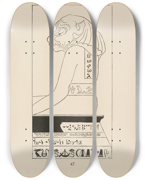 Triptych art skateboard deck of Rudyard Kipling Wise Baviaan The Dogheaded Baboon by Rudyard Kipling (1865-1936)
