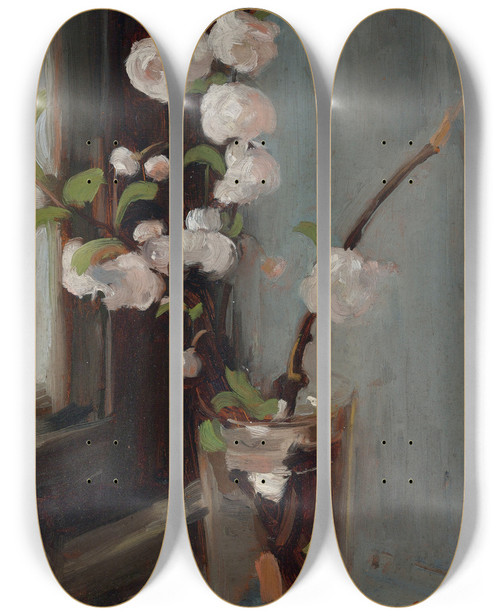 Triptych art skateboard deck of Nicolae Grigorescu Apple Blossom by Nicolae Grigorescu (1838-1907)