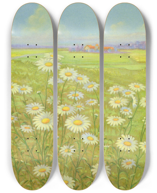 Triptych art skateboard deck of Lafayette F Cargill Wild Daisy by Lafayette F Cargill (20-)