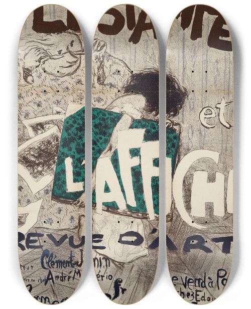 Triptych art skateboard deck of Pierre Bonnard Lestampe Et Laffiche The Print And Theposter by Pierre Bonnard (1867-1947)