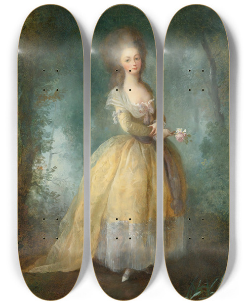 Triptych art skateboard deck of Jeanfrdric Schall La Promeneuse_1 by Jean-Frdric Schall (1752-1825)