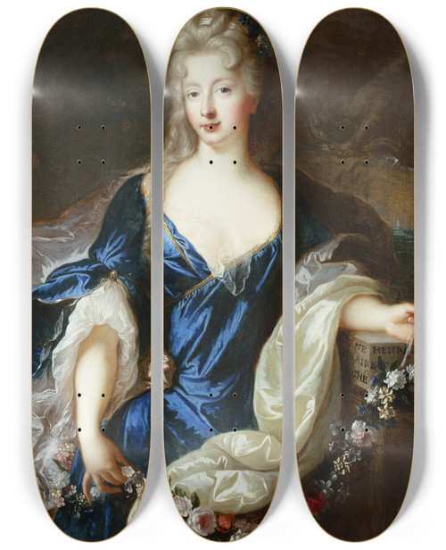 Triptych art skateboard deck of Franois De Troy Portrait Of Suzannehenriettede Lorraineelbeufduchesse De Mantouegonzague16861710 by Franois de Troy (1645-1730)
