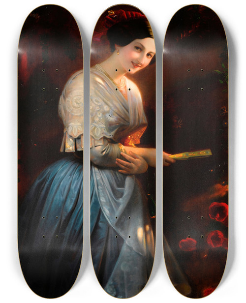 Triptych art skateboard deck of August Riedel Rmerin Aus Albano by August Riedel (1799-1883)