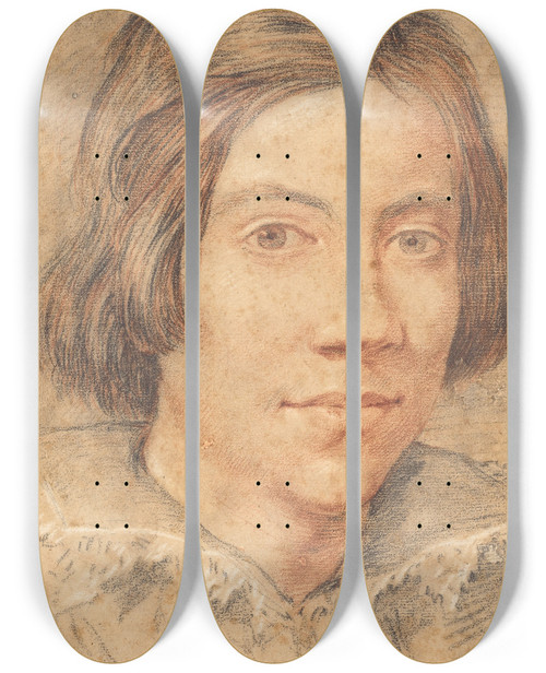 Triptych art skateboard deck of Gian Lorenzo Bernini Portrait Of A Young Man_1 by Gian Lorenzo Bernini (1598-1680)