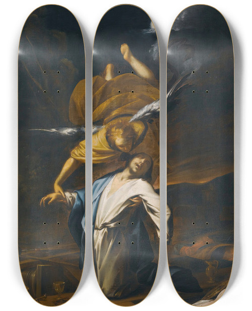 Triptych art skateboard deck of Circle Of Francesco Cairo The Agony In The Garden by Circle Of Francesco Cairo (1607-1665)