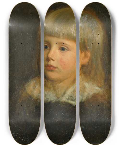 Triptych art skateboard deck of Oliver Ingraham Lay Charles Downing Lay Portrait Of The Artists Son by Oliver Ingraham Lay (1845-1890)
