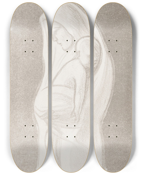 Triptych art skateboard deck of Magnus Enckell Mother by Magnus Enckell (1870-1925)