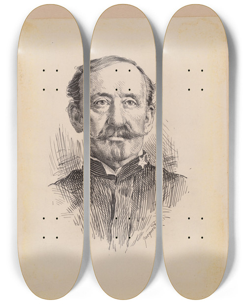 Triptych art skateboard deck of Jacques Reich Winfield Scott Schley by Jacques Reich (1852-1923)