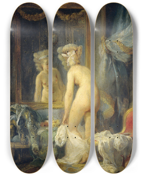 Triptych art skateboard deck of Jeanfrdric Schall Morning Toilet by Jean-Frdric Schall (1752-1825)