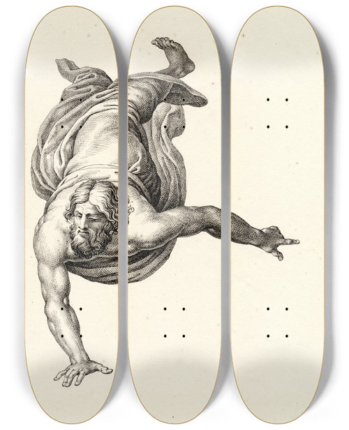 Triptych art skateboard deck of David Humbert De Superville God De Vader_1 by David Humbert De Superville (1770-1849)