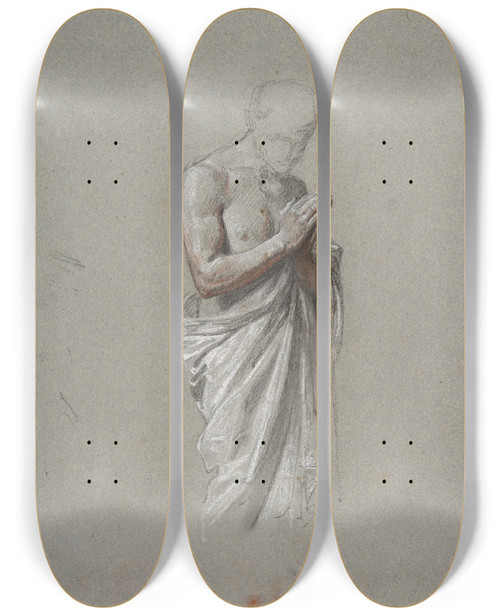 Triptych art skateboard deck of Isidore Pils Study For Clovis_2 by Isidore Pils (1815-1875)