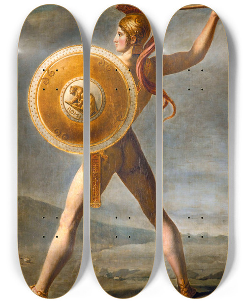 Triptych art skateboard deck of Circle Of Jacqueslouis David Roman Warrior by Circle Of Jacques Louis David (1748-1825)