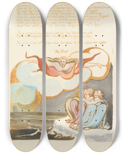 Triptych art skateboard deck of William Blake Visions Of The Daughters Of Albion Pl 10 by William Blake (1757-1827)