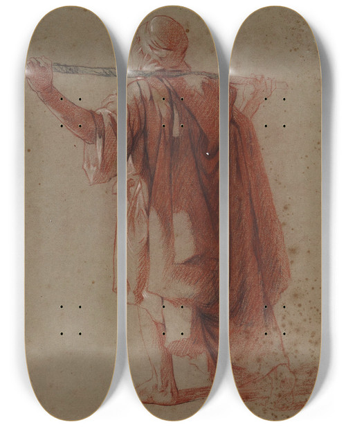 Triptych art skateboard deck of Louisfranois Cabanes Arabe Vu De Dos by Louis-Franois Cabanes (1867-1947)