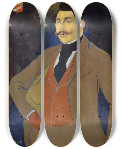 Triptych art skateboard deck of Georges De Feure Portrait De Paul Adam by Georges de Feure (1868-1943)