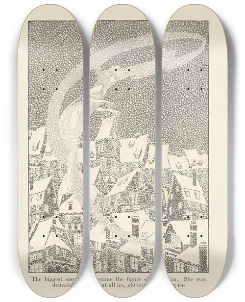 Triptych art skateboard deck of Dugald Stewart Walker Fairy Tales From Hans Christian Andersen Pl20 by Dugald Stewart Walker (1883-1937)