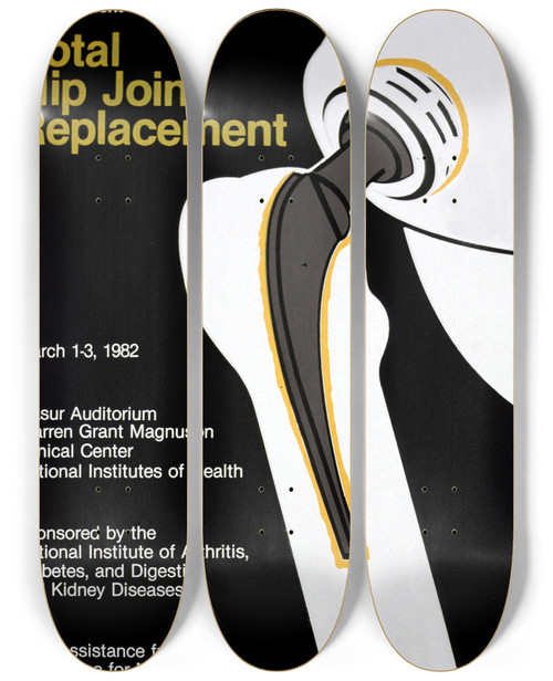 Triptych art skateboard deck of National Institutes Of Health Total Hip Joint Replacement by National Institutes Of Health (1887)