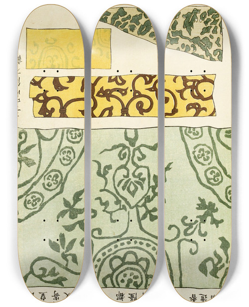 Triptych art skateboard deck of A F Stoddard Company Chinese Prints Pl63 by A F Stoddard Company (1871-1894)