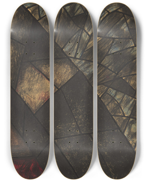 Triptych art skateboard deck of Richard Nicolas Roland Holst Ontwerp Voor Raam In Het Noordertransept In De Dom Te Utrecht 49 by Richard Nicolaus Roland Holst (1868-1938)