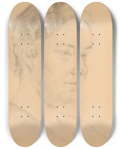 Triptych art skateboard deck of Tefan Polkorb Study Of Female Head by Stefan Polkorab