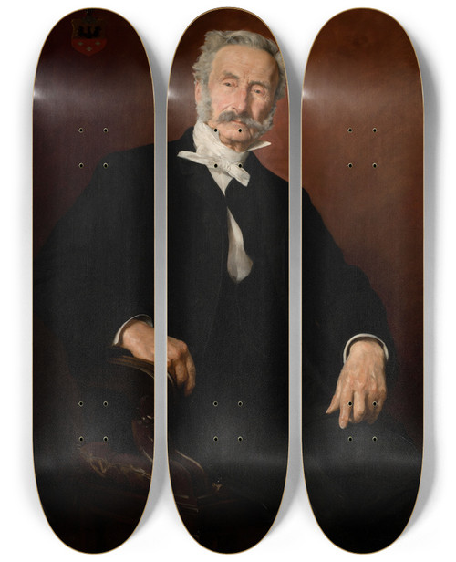 Triptych art skateboard deck of Kazimierz Pochwalski Portrait Of Pawe Popiel by Kazimierz Pochwalski (1855-1940)