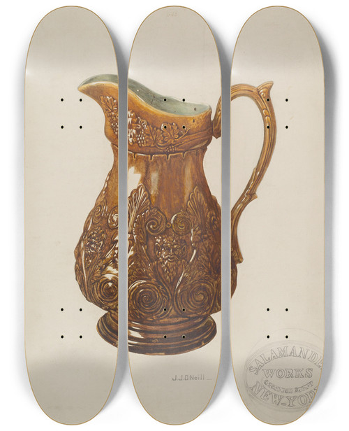 Triptych art skateboard deck of Jj Oneill Pitcher by J.J. O'Neill