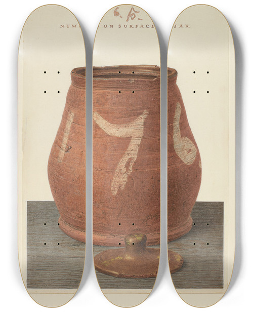 Triptych art skateboard deck of John Matulis Covered Jar by John Matulis