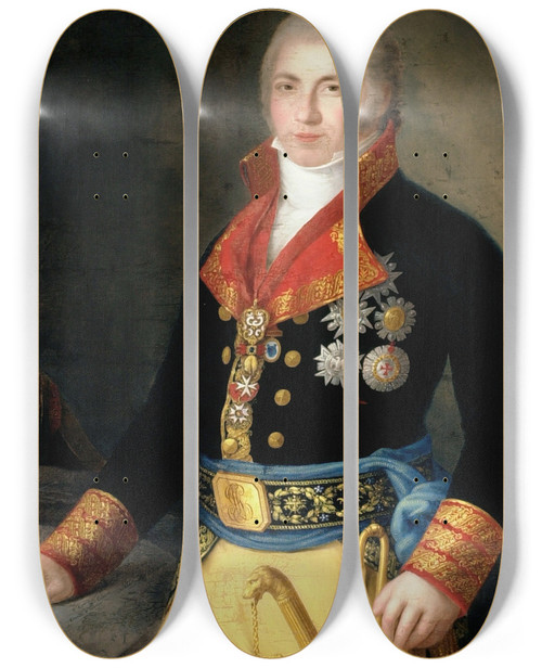 Triptych art skateboard deck of Agustn Esteve Y Marques Manuel Godoy by Agustin Esteve Y Marques (1753-1830)