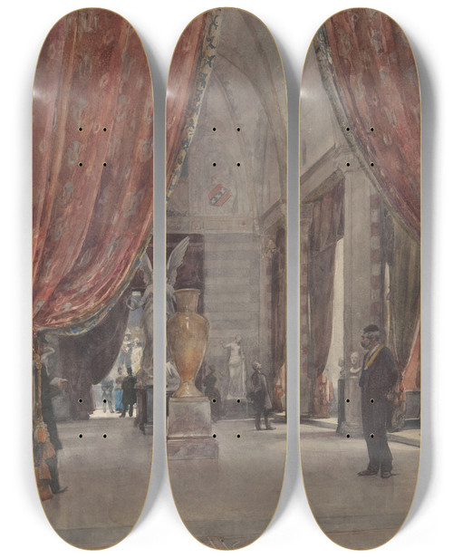 Triptych art skateboard deck of Jan Hoynck Van Papendrecht Eregalerij Van Het Rijksmuseum Amsterdam by Jan Hoynck Van Papendrecht (1858-1933)